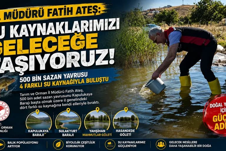 İL MÜDÜRÜ FATİH ATEŞ’TEN SU KAYNAKLARINA 500 BİN SAZAN YAVRUSU